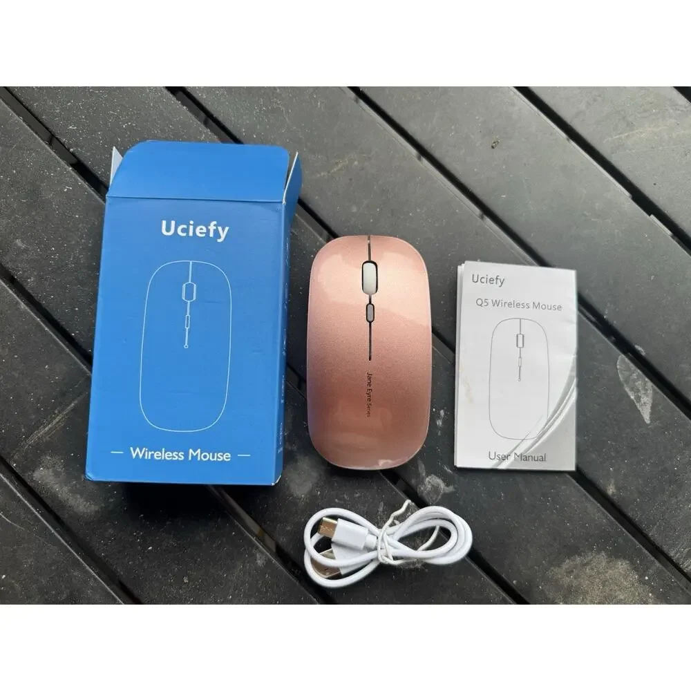 Uciefy Q5 Slim Rechargeable Wireless Mouse, 2.4G Portable Optical Rose Gold